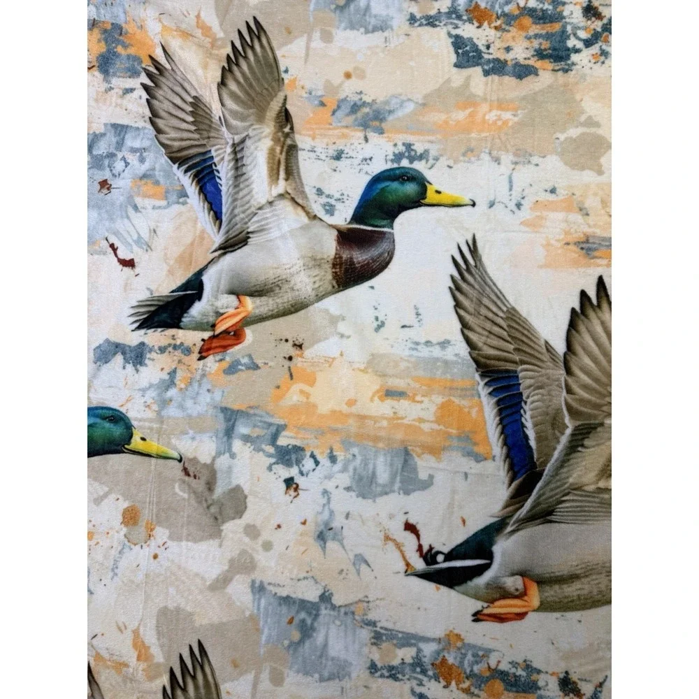 Duck Hunting Throw Blanket Mallard Ducks Plush Fleece 60x50 Camo Lodge‎ Cabin